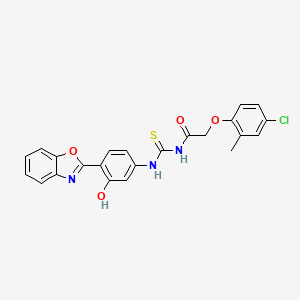 molecular formula C23H18ClN3O4S B13808375 N-{[4-(1,3-benzoxazol-2-yl)-3-hydroxyphenyl]carbamothioyl}-2-(4-chloro-2-methylphenoxy)acetamide 