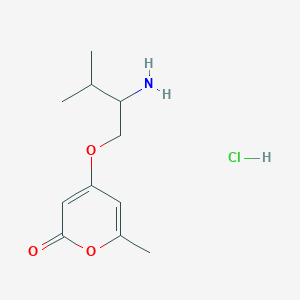 molecular formula C11H18ClNO3 B1380870 4-(2-amino-3-methylbutoxy)-6-methyl-2H-pyran-2-one hydrochloride CAS No. 1824062-56-7