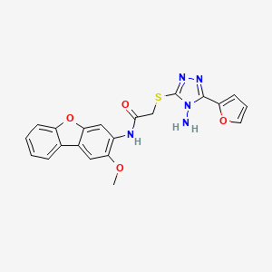 2-[[4-amino-5-(furan-2-yl)-1,2,4-triazol-3-yl]sulfanyl]-N-(2-methoxydibenzofuran-3-yl)acetamide