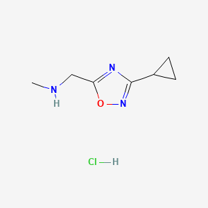 molecular formula C7H12ClN3O B1380891 1-(3-cyclopropyl-1,2,4-oxadiazol-5-yl)-N-methylmethanamine hydrochloride CAS No. 1638612-73-3