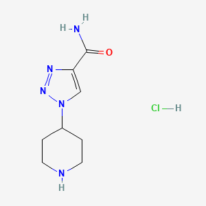molecular formula C8H14ClN5O B1380895 1-(Piperidin-4-yl)-1H-1,2,3-triazole-4-carboxamide hydrochloride CAS No. 1707602-60-5