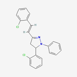 molecular formula C23H18Cl2N2 B13808987 1-Phenyl-3-(2-chloro-styryl)-5-(2-chloro-phenyl)-pyrazolin 