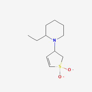 molecular formula C11H19NO2S-2 B13809073 Piperidine,1-(2,3-dihydro-1,1-dioxido-3-thienyl)-2-ethyl-(9ci) 