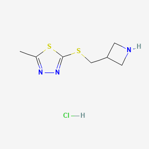 molecular formula C7H12ClN3S2 B1380908 2-((Azetidin-3-ylmethyl)thio)-5-methyl-1,3,4-thiadiazole hydrochloride CAS No. 1864064-83-4