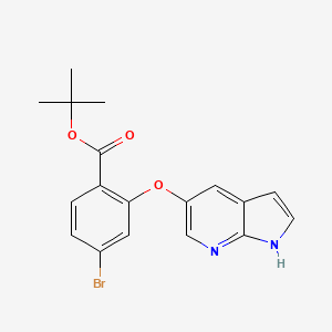 molecular formula C18H17BrN2O3 B1380927 叔丁基 2-((1H-吡咯并[2,3-b]吡啶-5-基)氧基)-4-溴苯甲酸酯 CAS No. 1628047-84-6