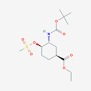 molecular formula C15H27NO7S B1380947 (1s,3r,4r)-3-[(叔丁氧羰基)氨基]-4-[(甲磺酰基)氧基]环己烷羧酸乙酯 CAS No. 365997-36-0