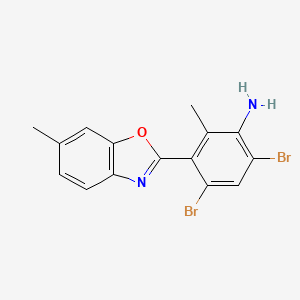 4,6-dibromo-2-methyl-3-(6-methyl-1,3-benzoxazol-2-yl)aniline