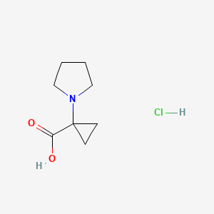 molecular formula C8H14ClNO2 B1380970 1-(Pyrrolidin-1-yl)cyclopropane-1-carboxylic acid hydrochloride CAS No. 1450977-69-1