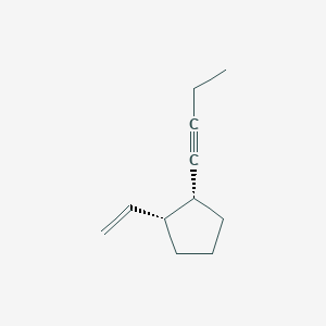 molecular formula C11H16 B13809894 Cyclopentane, 1-(1-butynyl)-2-ethenyl-, (1R,2R)-(9CI) 