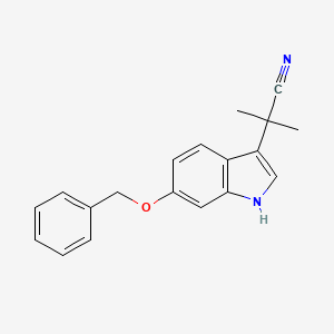 molecular formula C19H18N2O B13809943 1H-Indole-3-acetonitrile, a,a-dimethyl-6-(phenylmethoxy)- 