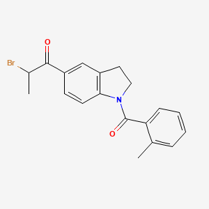 molecular formula C19H18BrNO2 B1380997 2-Bromo-1-(1-(2-methylbenzoyl)-indolin-5-yl)propan-1-one CAS No. 1628466-20-5