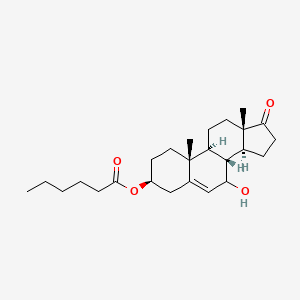 molecular formula C25H38O4 B13809982 Androst-5-en-17-one,7-hydroxy-3-[(1-oxohexyl)oxy]-,(3beta)-(9CI) 