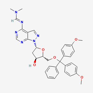 molecular formula C34H36N6O5 B1381018 N'-[1-[(2R,4S,5R)-5-[[Bis(4-methoxyphenyl)-phenylmethoxy]methyl]-4-hydroxyoxolan-2-yl]pyrazolo[3,4-d]pyrimidin-4-yl]-N,N-dimethylmethanimidamide CAS No. 869355-14-6