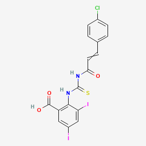 2-[[[[3-(4-Chlorophenyl)-1-oxo-2-propenyl]amino]thioxomethyl]amino]-3,5-diiodo-benzoic acid