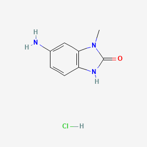 molecular formula C8H10ClN3O B1381083 6-Amino-1-methyl-2,3-dihydro-1H-1,3-benzodiazol-2-one hydrochloride CAS No. 879658-18-1