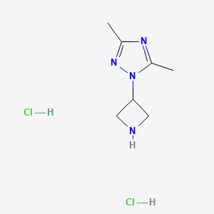 molecular formula C7H14Cl2N4 B1381085 1-(azetidin-3-yl)-3,5-dimethyl-1H-1,2,4-triazole dihydrochloride CAS No. 1803589-40-3