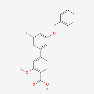 molecular formula C21H17FO4 B1381090 3'-(Benzyloxy)-5'-fluoro-3-methoxy-[1,1'-biphenyl]-4-carboxylic acid CAS No. 1820618-85-6