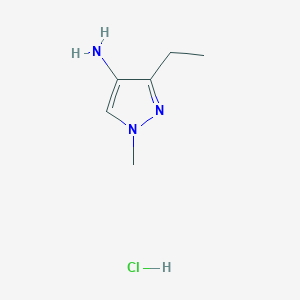 molecular formula C6H12ClN3 B1381105 3-ethyl-1-methyl-1H-pyrazol-4-amine hydrochloride CAS No. 1803601-55-9