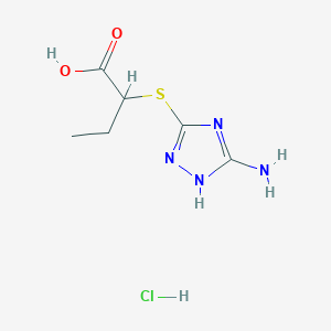 molecular formula C6H11ClN4O2S B1381113 2-[(3-amino-1H-1,2,4-triazol-5-yl)sulfanyl]butanoic acid hydrochloride CAS No. 1803585-96-7