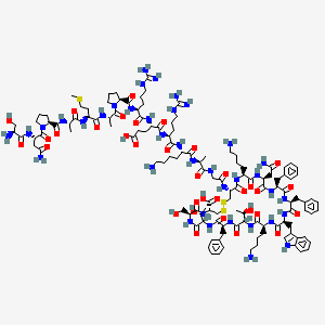 molecular formula C127H191N37O34S3 B13811303 (4R,7S,10S,13S,16S,19S,22S,25S,28S,31S,34S,37R)-37-[[2-[[(2S)-2-[[(2S)-6-amino-2-[[(2S)-2-[[(2S)-2-[[(2S)-2-[[(2S)-1-[(2S)-2-[[(2S)-2-[[(2S)-2-[[(2S)-1-[(2S)-4-amino-2-[[(2S)-2-amino-3-hydroxypropanoyl]amino]-4-oxobutanoyl]pyrrolidine-2-carbonyl]amino]propanoyl]amino]-4-methylsulfanylbutanoyl]amino]propanoyl]pyrrolidine-2-carbonyl]amino]-5-carbamimidamidopentanoyl]amino]-4-carboxybutanoyl]amino]-5-carbamimidamidopentanoyl]amino]hexanoyl]amino]propanoyl]amino]acetyl]amino]-19,34-bis(4-aminobutyl)-31-(2-amino-2-oxoethyl)-13,25,28-tribenzyl-10,16-bis[(1R)-1-hydroxyethyl]-7-(hydroxymethyl)-22-(1H-indol-3-ylmethyl)-6,9,12,15,18,21,24,27,30,33,36-undecaoxo-1,2-dithia-5,8,11,14,17,20,23,26,29,32,35-undecazacyclooctatriacontane-4-carboxylic acid 