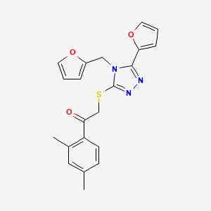 molecular formula C21H19N3O3S B13811318 1-(2,4-Dimethylphenyl)-2-[[5-(furan-2-yl)-4-(furan-2-ylmethyl)-1,2,4-triazol-3-yl]sulfanyl]ethanone 