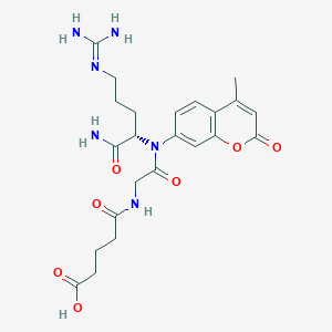 molecular formula C23H30N6O7 B13811344 5-[[2-[[(2S)-1-amino-5-(diaminomethylideneamino)-1-oxopentan-2-yl]-(4-methyl-2-oxochromen-7-yl)amino]-2-oxoethyl]amino]-5-oxopentanoic acid 