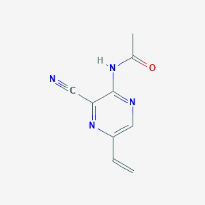 molecular formula C9H8N4O B13811349 N-(3-Cyano-5-ethenylpyrazinyl)acetamide 