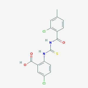 molecular formula C16H12Cl2N2O3S B13811446 5-Chloro-2-[(2-chloro-4-methylbenzoyl)carbamothioylamino]benzoic acid 