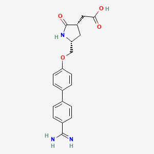 molecular formula C20H21N3O4 B13811477 2-[(3S,5R)-5-[[4-(4-carbamimidoylphenyl)phenoxy]methyl]-2-oxopyrrolidin-3-yl]acetic acid 