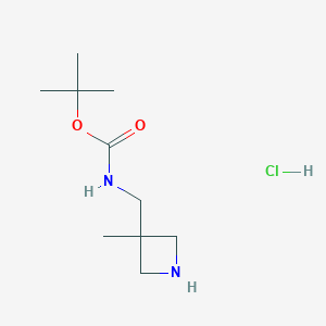 molecular formula C10H21ClN2O2 B1381162 tert-Butyl ((3-methylazetidin-3-yl)methyl)carbamate hydrochloride CAS No. 1523606-21-4