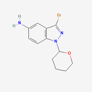 molecular formula C12H14BrN3O B1381165 3-溴-1-(氧杂环-2-基)-1H-吲唑-5-胺 CAS No. 1788054-90-9