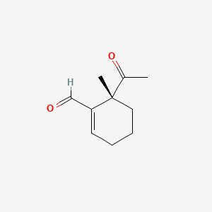 molecular formula C10H14O2 B13811847 (6R)-6-acetyl-6-methylcyclohexene-1-carbaldehyde 