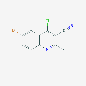 molecular formula C12H8BrClN2 B1381217 6-Bromo-4-chloro-2-ethylquinoline-3-carbonitrile CAS No. 1446282-07-0