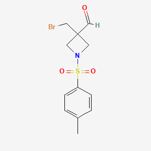 molecular formula C12H14BrNO3S B1381223 3-(Bromomethyl)-1-tosylazetidine-3-carbaldehyde CAS No. 1233143-50-4