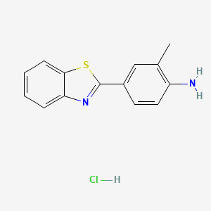 molecular formula C14H13ClN2S B1381232 [4-(1,3-Benzothiazol-2-yl)-2-methylphenyl]amine hydrochloride CAS No. 1215553-99-3