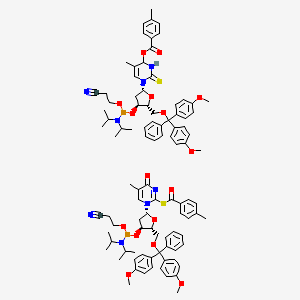 molecular formula C96H112N8O16P2S2 B13812338 2'-Deoxy-5'-O-DMT-2-thio-N4-toluoylthymidine 3'-CE phosphoramidite 