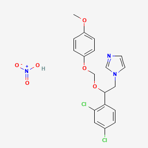 molecular formula C19H19Cl2N3O6 B13812423 1-(2-(2,4-Dichlorophenyl)-2-((4-methoxyphenoxy)methoxy)ethyl)-1H-imidazole nitrate CAS No. 71821-05-1