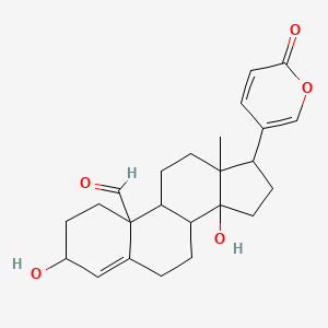 molecular formula C24H30O5 B13812545 3,14-Dihydroxy-19-oxobufa-4,20,22-trienolide CAS No. 510-62-3