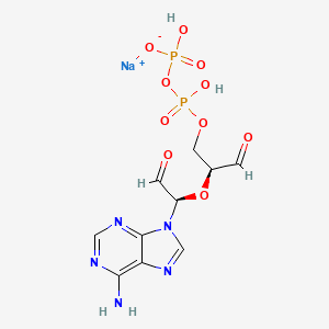 molecular formula C10H12N5NaO10P2 B13812571 sodium;[[(2S)-2-[(1R)-1-(6-aminopurin-9-yl)-2-oxoethoxy]-3-oxopropoxy]-hydroxyphosphoryl] hydrogen phosphate 