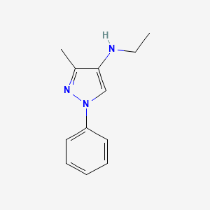 molecular formula C12H15N3 B13812674 Pyrazole, 4-(ethylamino)-3-methyl-1-phenyl- CAS No. 19730-19-9