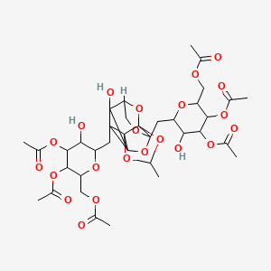 [3,4-Diacetyloxy-6-[[12-[[4,5-diacetyloxy-6-(acetyloxymethyl)-3-hydroxyoxan-2-yl]methyl]-1-hydroxy-5-methyl-4,6,8,11,13-pentaoxahexacyclo[7.5.0.02,14.03,7.03,14.07,12]tetradecan-2-yl]methyl]-5-hydroxyoxan-2-yl]methyl acetate