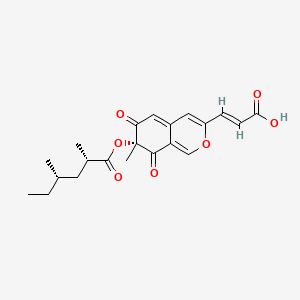 Hexanoic acid, 2,4-dimethyl-, (7R)-3-((1E)-2-carboxyethenyl)-7,8-dihydro-7-methyl-6,8-dioxo-6H-2-benzopyran-7-yl ester, (2S,4S)-