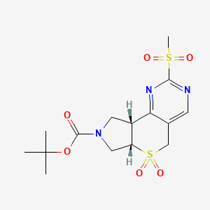 molecular formula C15H21N3O6S2 B1381315 (6aS,9aR)-叔丁基 2-(甲磺酰基)-6a,7,9,9a-四氢吡咯并[3',4':5,6]硫代吡喃[4,3-d]嘧啶-8(5H)-羧酸酯 6,6-二氧化物 CAS No. 1422344-34-0