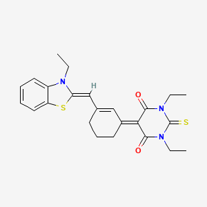 molecular formula C24H27N3O2S2 B13813179 1,3-Diethyl-5-(3-[(Z)-(3-ethyl-1,3-benzothiazol-2(3H)-ylidene)methyl]cyclohex-2-EN-1-ylidene)-2-thioxodihydropyrimidine-4,6(1H,5H)-dione 