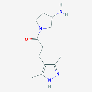 B1381322 1-(3-Aminopyrrolidin-1-yl)-3-(3,5-dimethyl-1H-pyrazol-4-yl)propan-1-one CAS No. 1706533-09-6