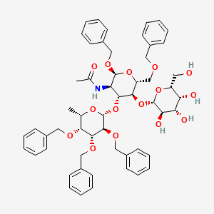 molecular formula C55H65NO15 B1381348 2-Acetamido-1,6-DI-O-benzyl-3-O-(2,3,4-tri-O-benzyl-B-L-fucopyranosyl)-2-deoxy-4-O-(B-D-galactopyranosyl)-A-D-glucopyranoside CAS No. 71208-05-4