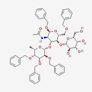 molecular formula C55H65NO15 B1381348 2-乙酰氨基-1,6-二-O-苄基-3-O-(2,3,4-三-O-苄基-β-L-岩藻糖吡喃糖基)-2-脱氧-4-O-(β-D-半乳糖吡喃糖基)-α-D-葡萄糖吡喃糖苷 CAS No. 71208-05-4