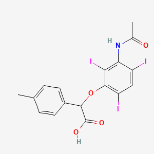 molecular formula C17H14I3NO4 B13813548 2-(3-Acetamido-2,4,6-triiodophenoxy)-2-(p-tolyl)acetic acid CAS No. 23189-44-8