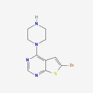 molecular formula C10H11BrN4S B1381371 6-溴-4-(哌嗪-1-基)噻吩并[2,3-d]嘧啶 CAS No. 1395492-72-4