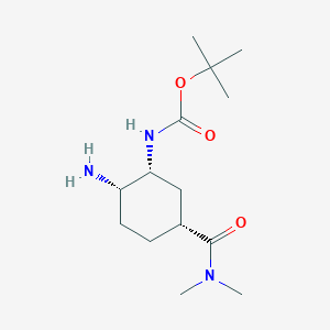 molecular formula C14H27N3O3 B1381380 叔丁基((1R,2S,5R)-2-氨基-5-(二甲基氨基羰基)环己基)氨基甲酸酯 CAS No. 2081883-57-8